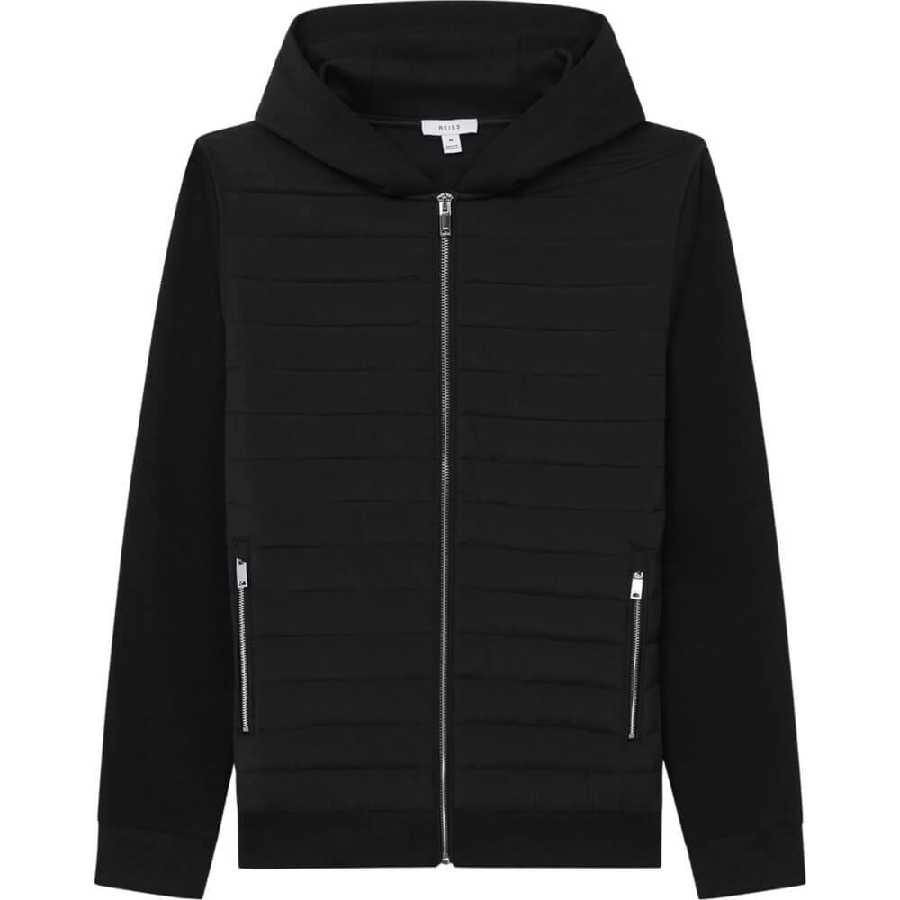 REISS TAYLOR Hybrid Zip Quilted Hooded Jacket